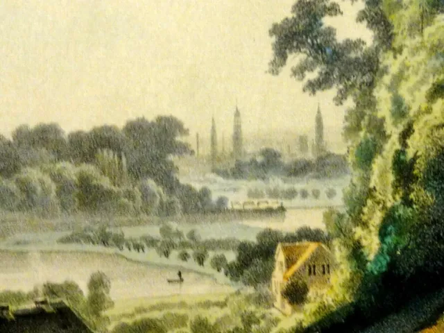 Wilhelm HEUER (1813-1890) kolor Litho um 1855: HAMBURG BILLWÄRDER AN DER BILLE