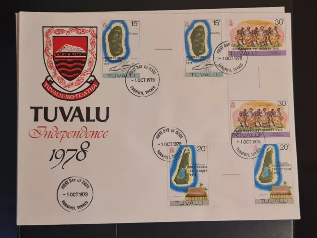 Tuvalu Independence Overprints 1978 First Day Cover FDC QE2 Postage Stamps