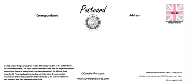 Panoramic Postcard, RAF The Red Arrows flying over Southern Jordan in 2017 OS231 2