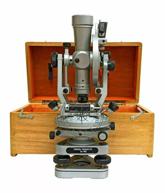 Scatola di legno argento teodolite transito alidade strumento di rilevamento Alidade