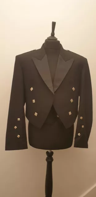 Gilet uomo Prince Charlie Uk44R nero 100% lana blazer kilt giacca e cappotto.