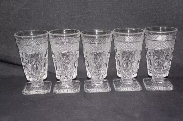 5 Imperial Glass Ohio Cape Cod Clear Juice Glasses 5 1/4" Tall