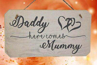 Page Boy Wooden Sign Daddy Here Comes Mummy Funny Wedding Sign for Flower girls
