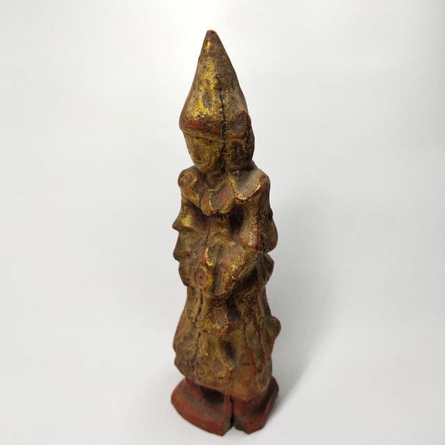 Buddha Wood Carved Sculpture Gold Burmese Statue Art Mandalay 'NAT' Spirit 3