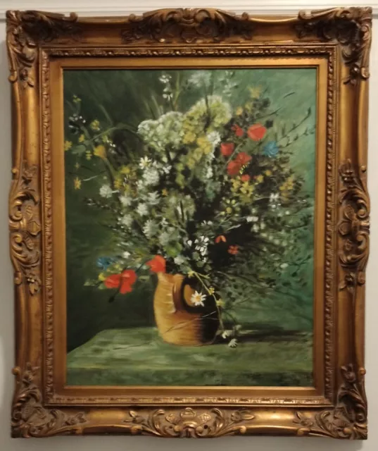 Pierre-Auguste Renoir - Flowers in a Vase - oil on canvas - hand painted