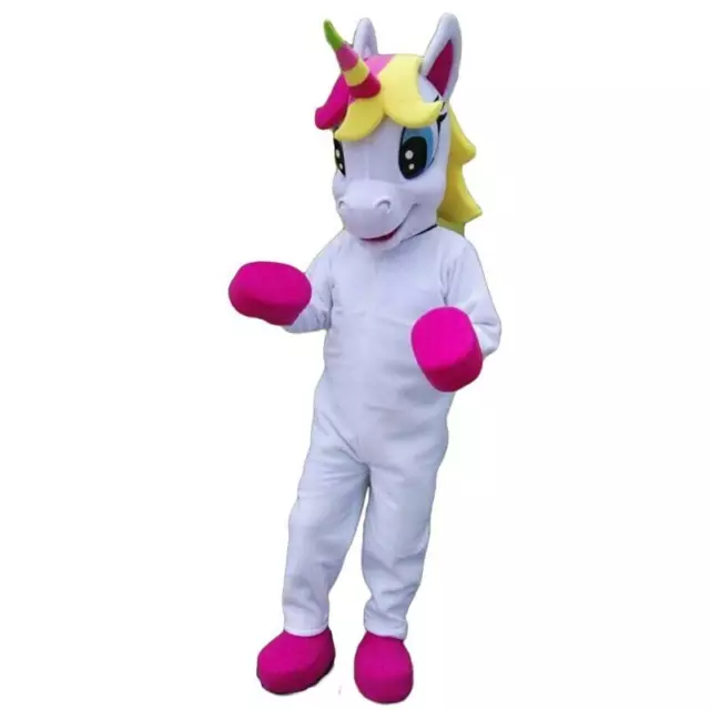 Mascotte Unicorno arcobaleno rosa costume adulti carnevale mascot professionale