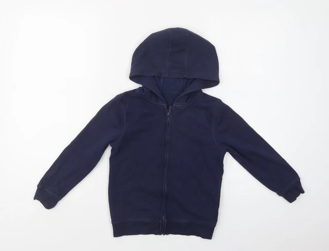 Felpa con cappuccio blu cotone cerniera intera taglia 6-7 anni cerniera