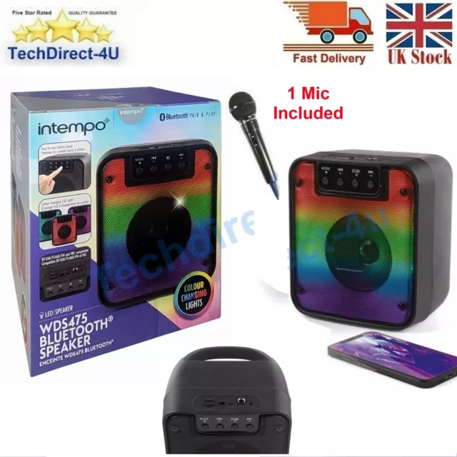 New Portable intempo Wireless Bluetooth Karaoke Speaker with Microphone included