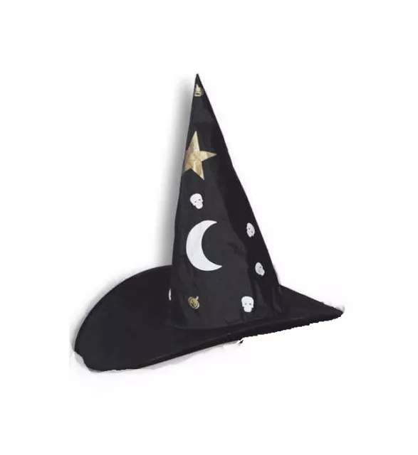 Hexenhut schwarz Mond-Motiv Totenkopf Kostüm Zaubererhut Hexe Hut 123887013