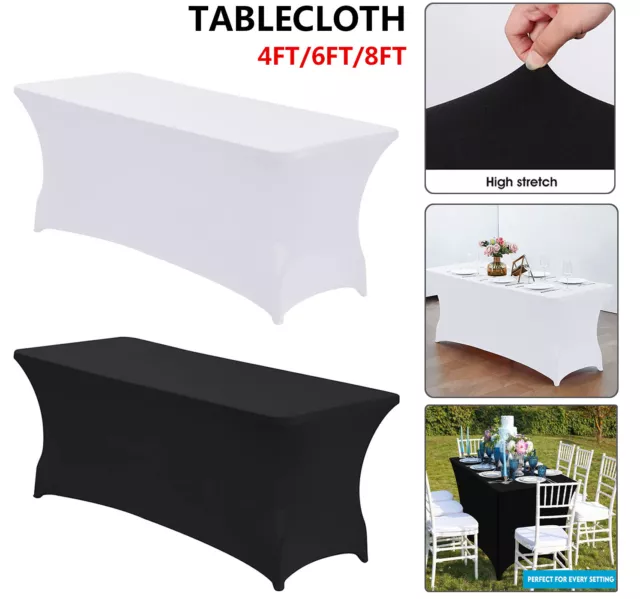 4/6/8FT Stretch Spandex Tablecloth Fitted Rectangular Table Cover Party Wedding