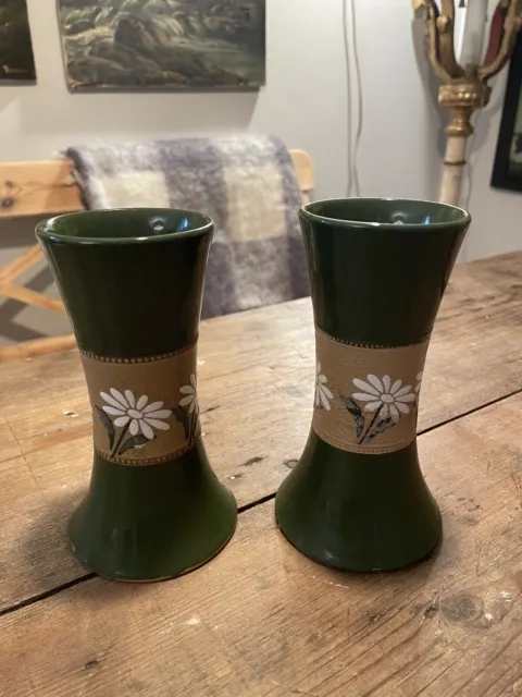 Pair Of Art Nouveau Lovett Langley Stoneware Vases