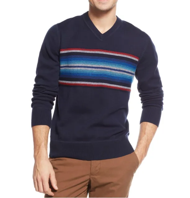 New Men's Tommy Hilfiger Lakes Serape V-Neck Sweater Size XL $98
