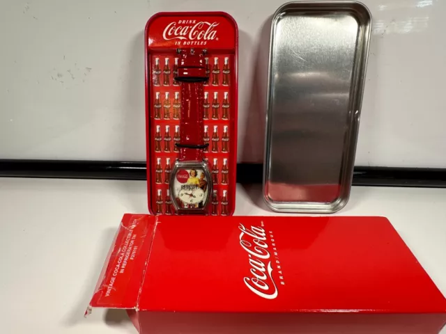 Coca Cola Collectible Watch in Refrigerator Tin New, See Video