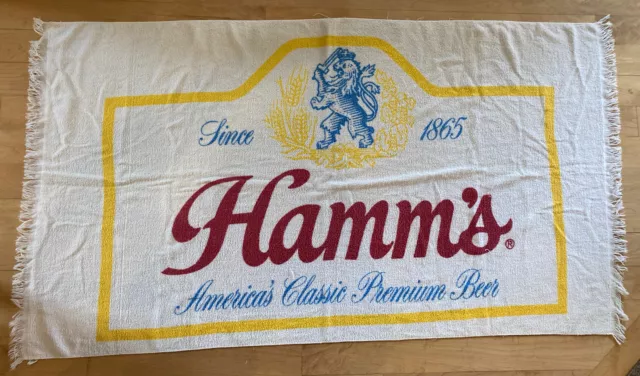 Vintage Hamm's Beer Beach Towel Advertising Brewery Cannon NY Made in USA