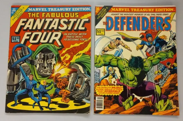 MARVEL TREASURY EDITION #11 & #16 (Marvel 1975 & 1977) Oversized ... Lot of 2