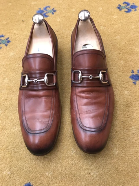 Mocassini Gucci scarpe in pelle marrone cavallo UK 7 US 7,5 41 da uomo vestibilità stretta