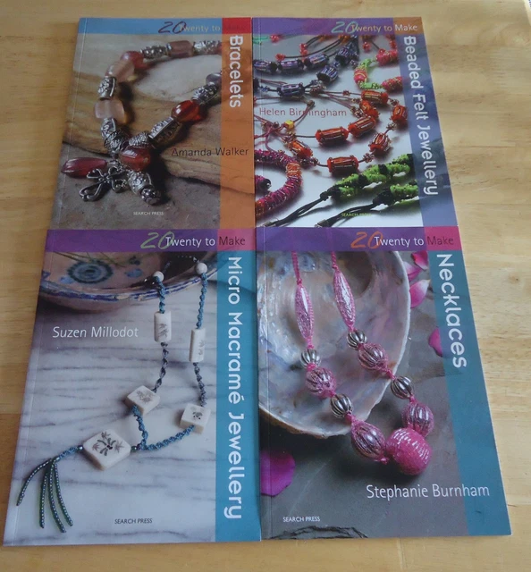 4 libros de instrucciones para la fabricación de joyas: pulseras, collares, fieltro y macramé