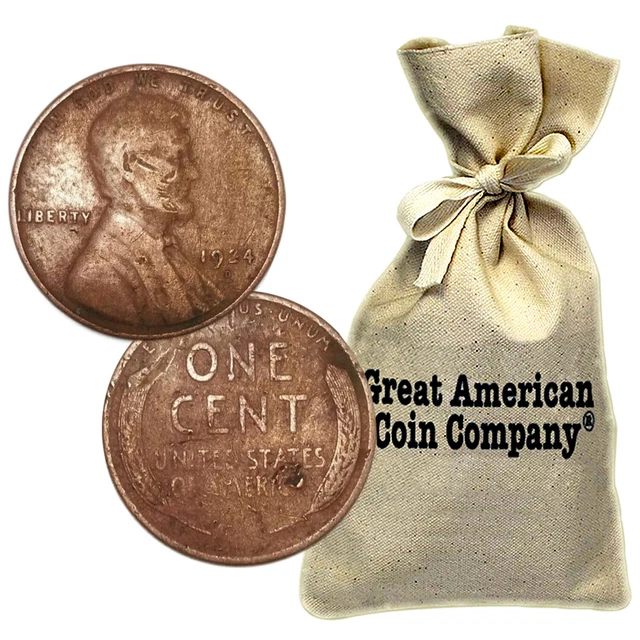 Bag of 1,000 Mixed Date Wheat Cents (1920-1929) in Circulated Condition