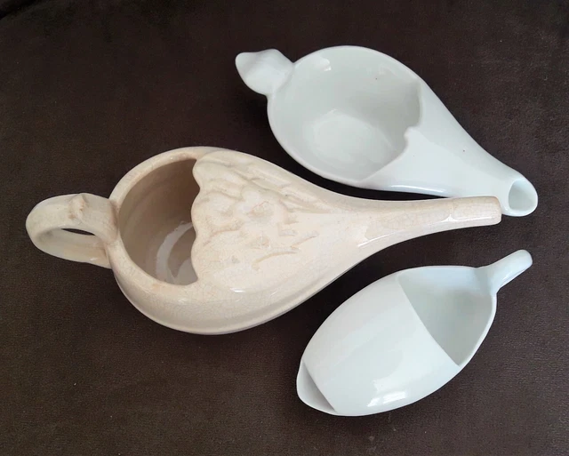 Lot de 3 biberons canards anciens : Digouin Sarreguemines et porcelaine blanche