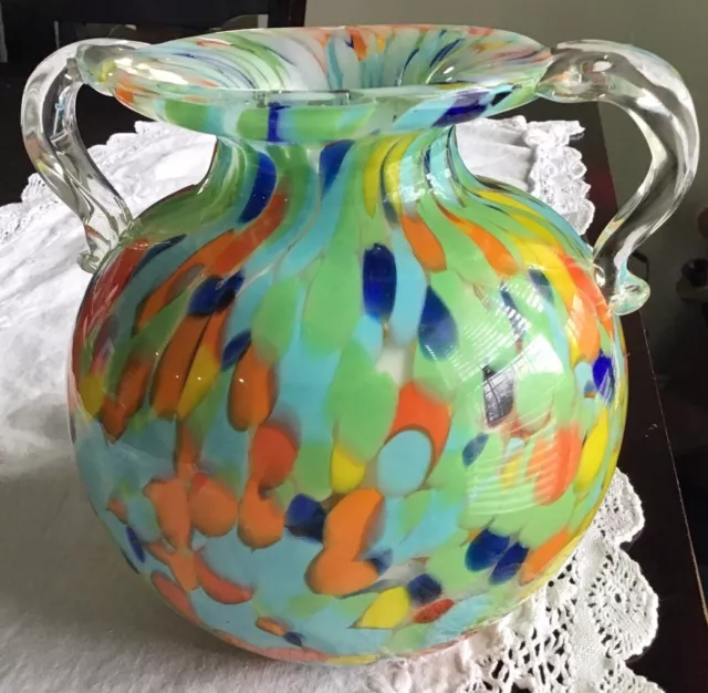 BEAUTIFUL Murano Italy Hand-Blown Glass Vase “MUST SEE”!