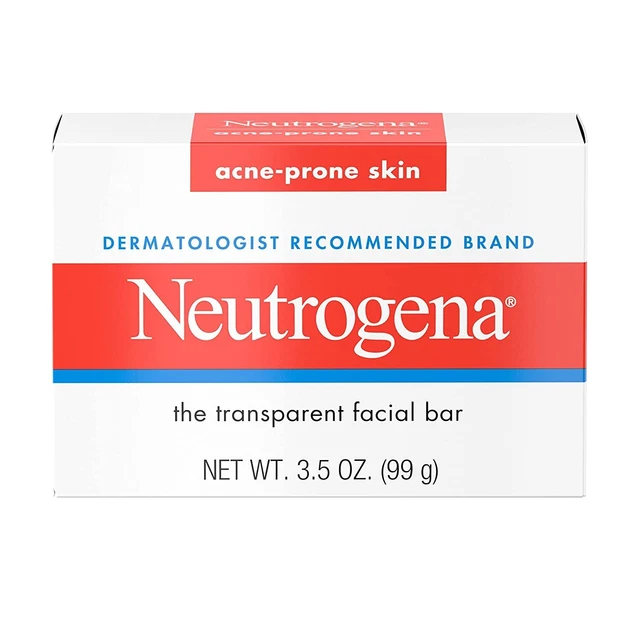 NEUTROGENA TRANSPARENT FACIAL Cleansing Bar Soap Acne Prone Skin 3.5 oz