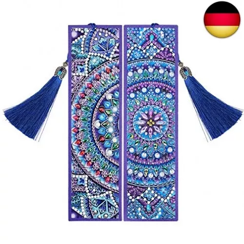 (2er Pack) VETPW 5D DIY Mandala Diamant Malerei Lesezeichen, Malen Nach Zahlen