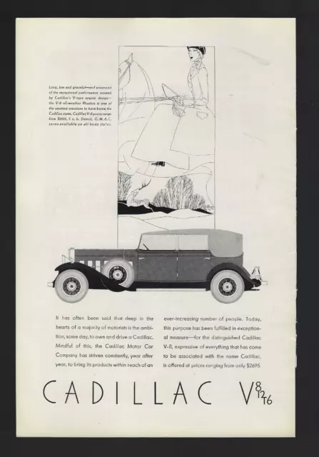 1931 Cadillac Phaeton V8 12 16 Long Low Graceful Automobile  Print Ad
