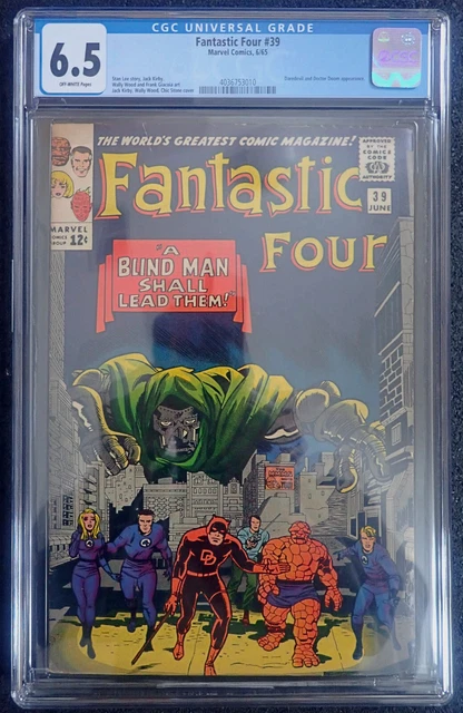 Fantastic Four #39 💦 CGC 6.5 OW 💦 Doctor Doom and Daredevil Appearances 1965