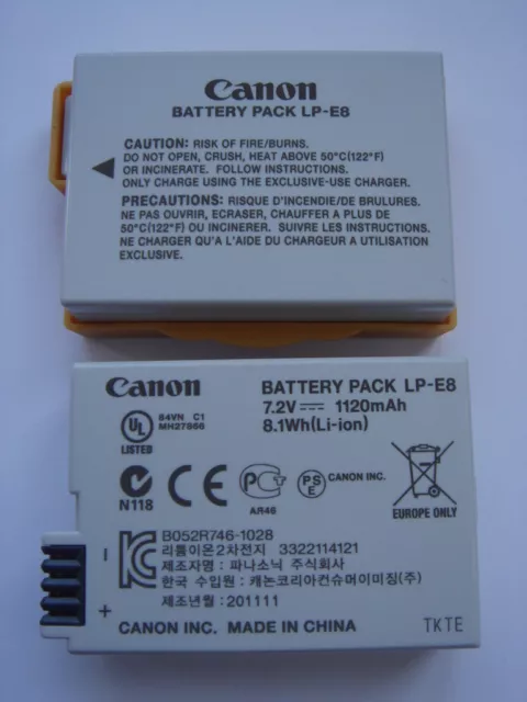 Batterie D'ORIGINE CANON LP-E8 GENUINE AKKU ACCU Battery 7.2V 1120mAh 8.1Wh