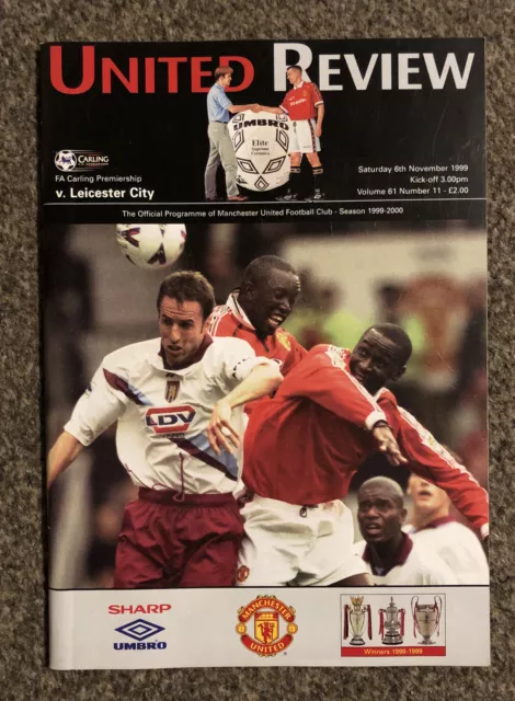 Manchester United vs Leicester City Programme, 6/11/1999, VGC