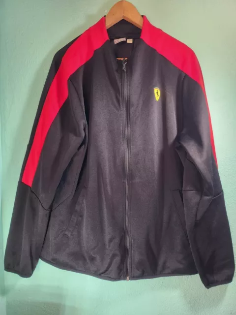 Puma Scuderia Ferrari Men's Black/Red Full Zip Sweatshirt Track Jacket Size L
