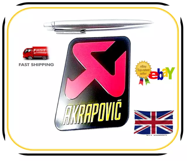 AKRAPOVIC Exhaust Sticker Heat Proof 3D 88mm Aluminium Decal M'cycle UK SELLER