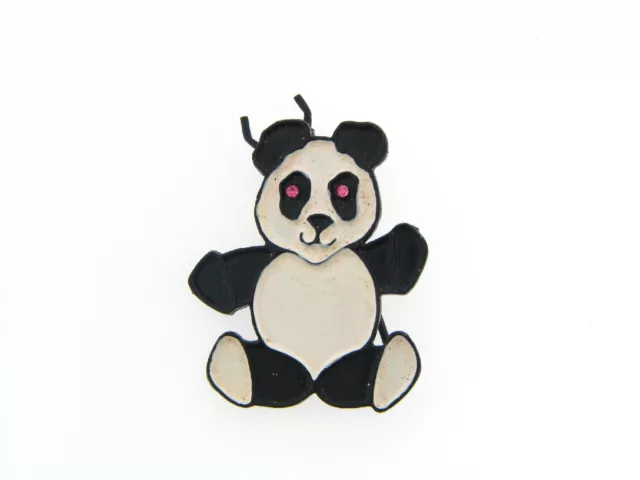 Vintage Rare Retro Black White Painted Panda Bear Metal Hair Clip Barrette