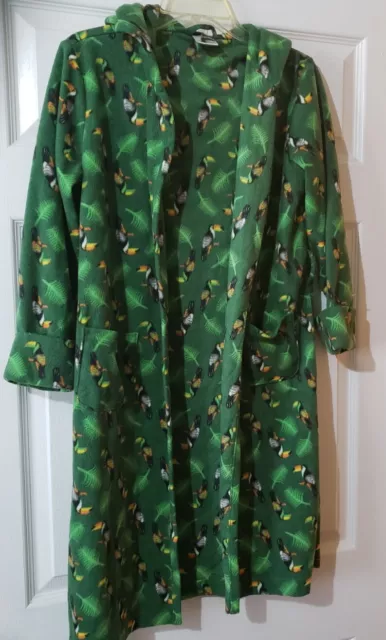 Leveret Kids Fleece Toucan Bird Green Bathrobe With Belt Size 12 Years