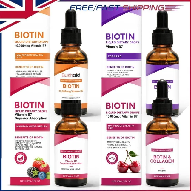 BIOTIN LIQUID DROPS: Max Strength Hair,Skin,Nails (Biotin 10000mcg ...