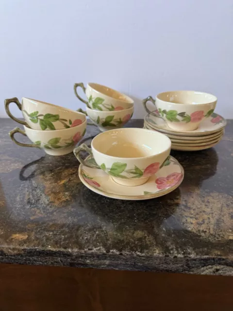 Franciscan Desert Rose Set of 6 Tea or Coffee Cups and Saucers. Made in England.