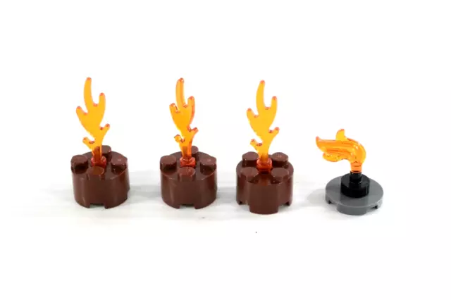 Lego Replacement Part Flame Fire Orange Blaze Lot of 4 Pieces