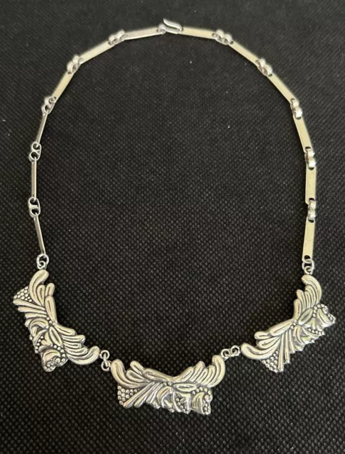 Stunning 16” Taxco Juvenal Vintage Sterling Silver Station Necklace