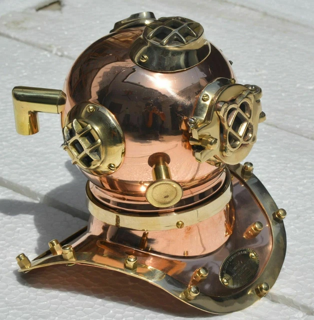 US NAVY MARK V Cobre Antiguo Buzos Casco de Buceo Buceo Metal