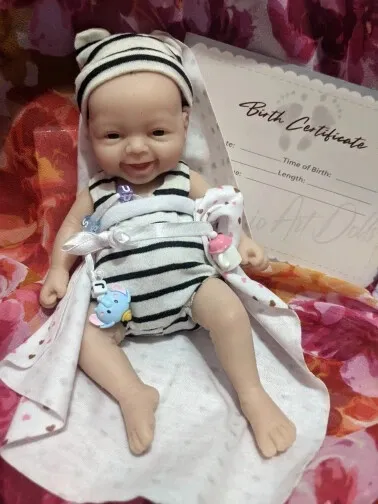 7 Inch Micro Preemie Full Body Baby Doll Silicone Smile Mini Reborn Doll New