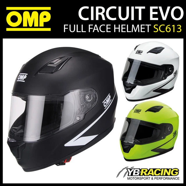 OMP CIRCUIT EVO Helmet Full Face in 3 Colours XS-XXL Track Day ...