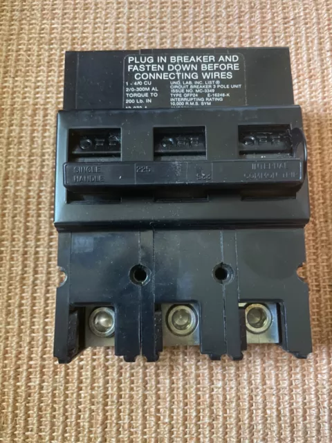 Challenger 225 Amp 3 Pole Type QFP24 Circuit Breaker Zinsco 240V 225 Amp