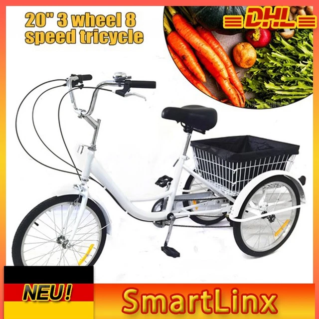 8 GÄNGE 20 zoll 3-Rad Dreirad Fahrrad Für Erwachsene, 3 Räder Dreirad ...