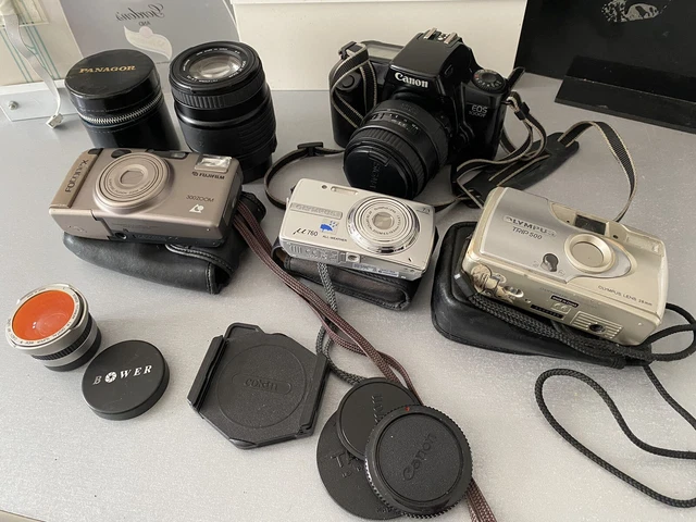 FILM CAMERA LENS BUNDLE VINTAGE Olympus Mju 760 Digital Canon EOS Sigma Lens