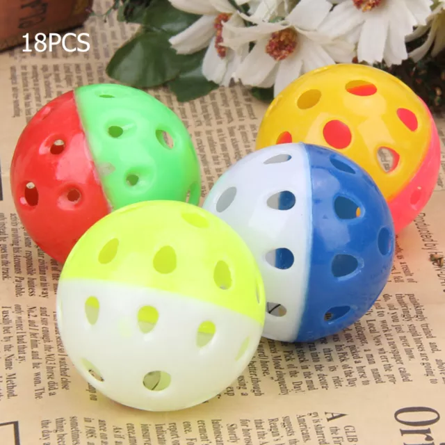 fr 18Pcs animal chat chaton jeu boules avec Jingle Bell Pounce Chase hochet joue