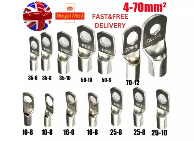 Copper Lug Terminal Battery Welding Cable Tube Connector Ring Crimp ALL SIZES!!!