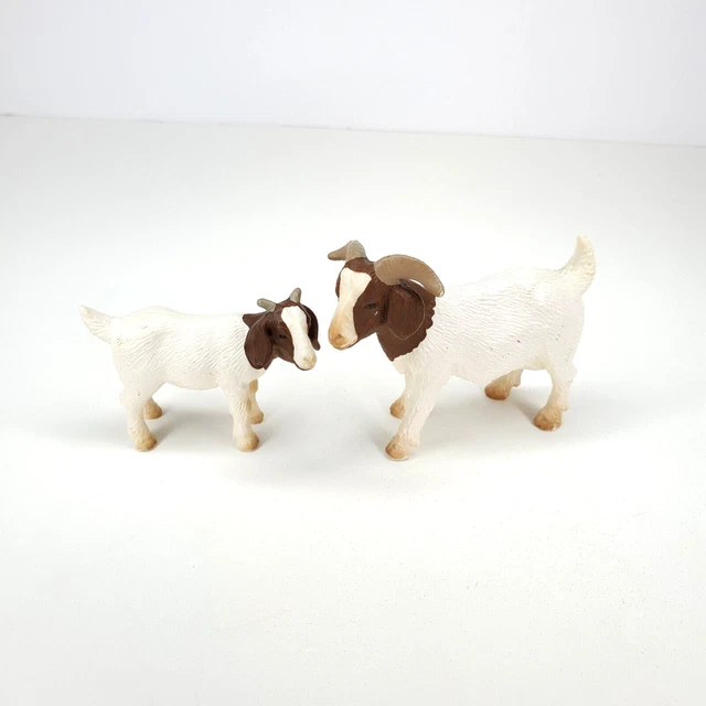 SCHLEICH BOER GOAT FAMILY Mother Nanny Kid Baby Figures Retired 2001 13259 13260
