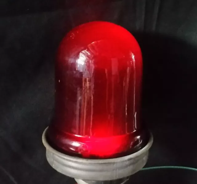 Vintage Red Industrial Explosion Proof Dome Light Shade with Bracket