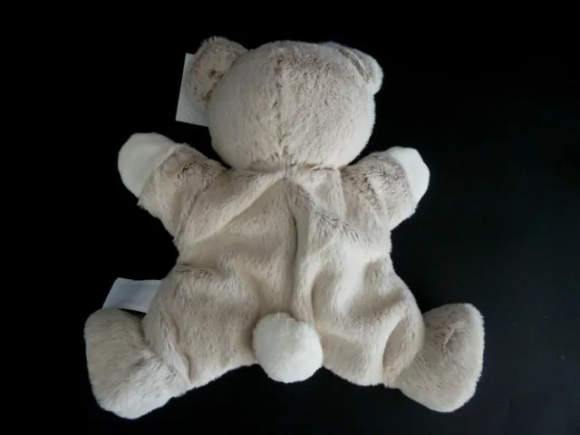 * - Doudou Plat Marionnette Tex Baby Ours Blanc Beige Marron Rond Neuf Etiquette 3