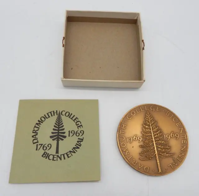 Vintage Dartmouth College Bicentennial 1769-1969 3 Inch Bronze Medal Limited